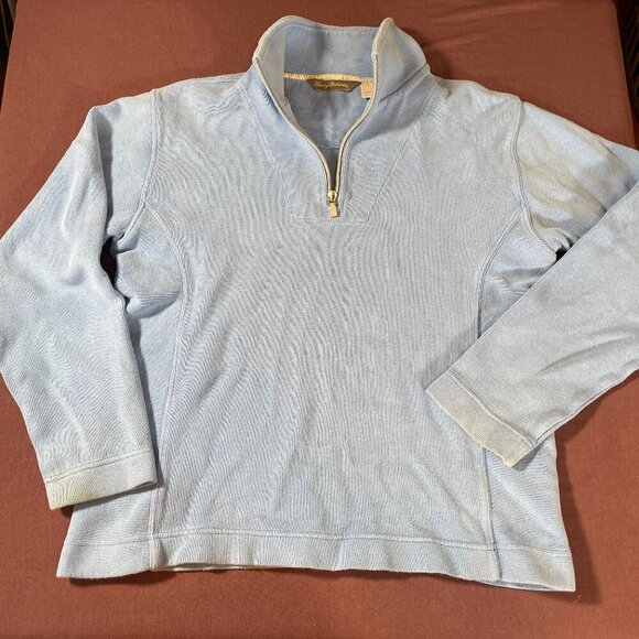 Tommy Bahama Quarter Zip Pullover Sweatshirt in Baby Blue - Size Small (4/6) - Picture 2 of 12